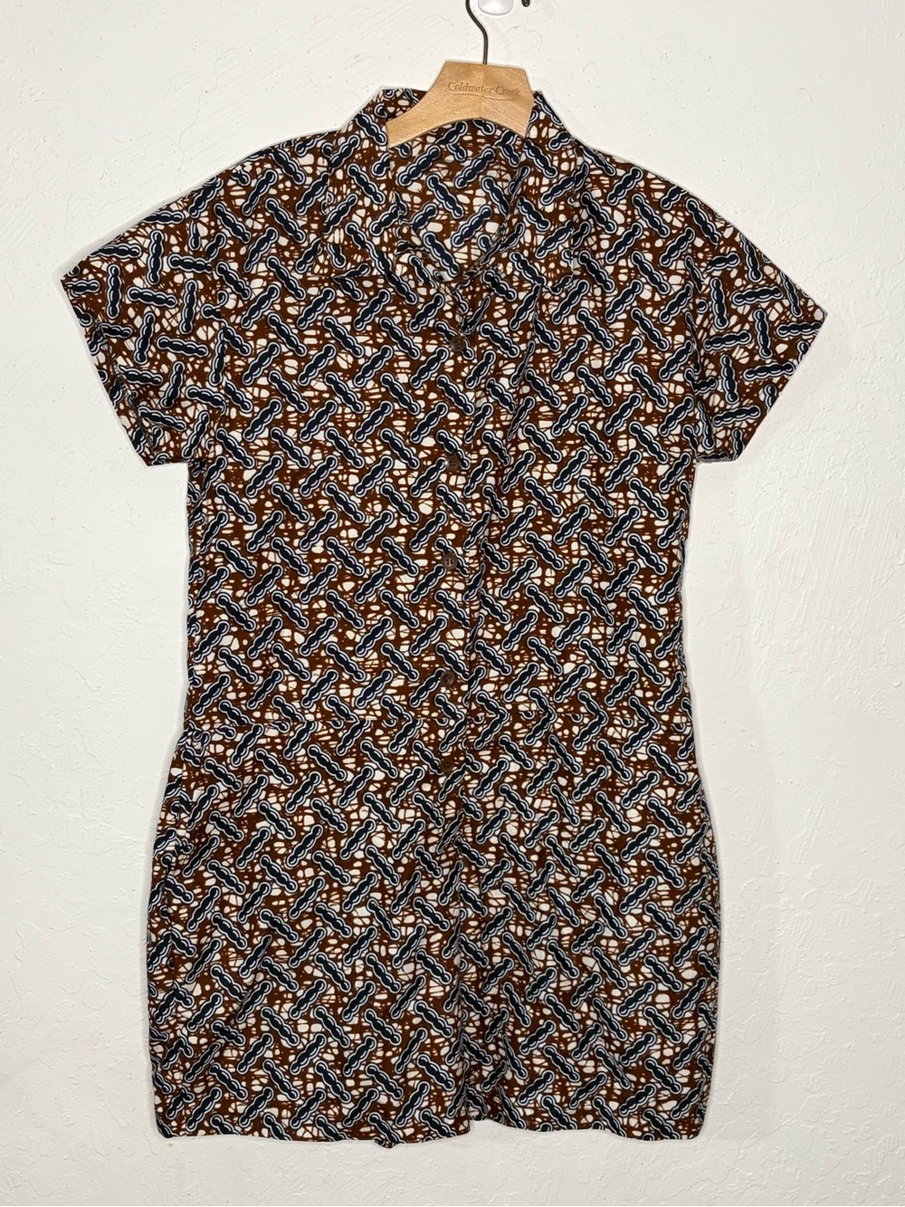 Sabatha Mozambique Capulana Print Romperโ Sz M Artisan African Wax Button Front